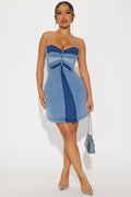 Butterfly Denim Mini Dress - Denim