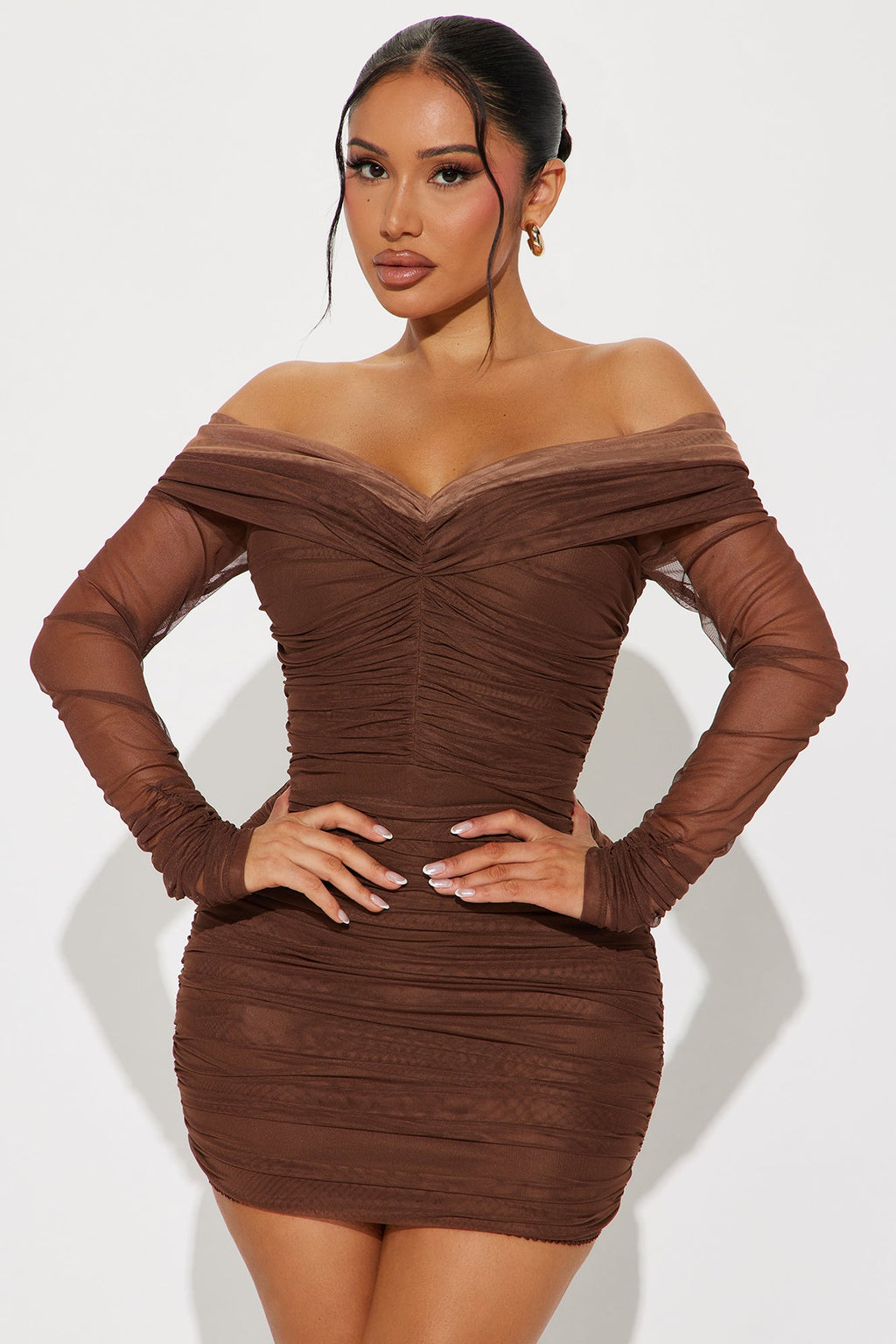 Coco Mesh Mini Dress - Chocolate