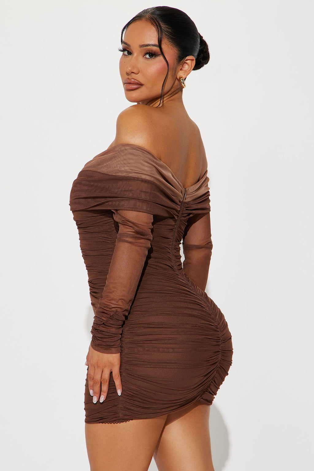 Coco Mesh Mini Dress - Chocolate