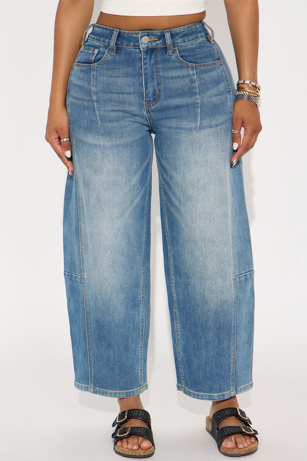 Overdrive Cropped Wide Leg Jeans - Medium Wash