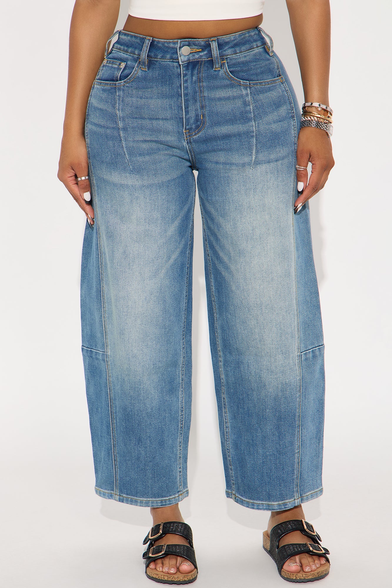 Overdrive Cropped Wide Leg Jeans - Medium Wash