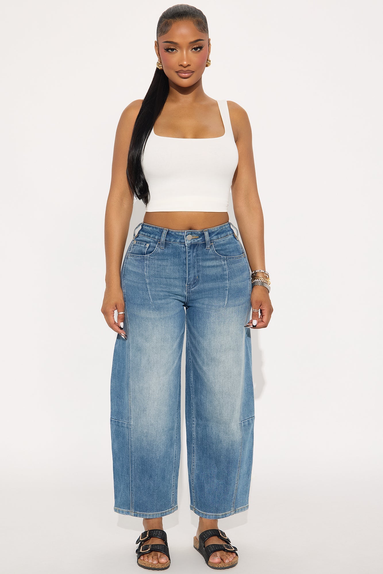 Overdrive Cropped Wide Leg Jeans - Medium Wash