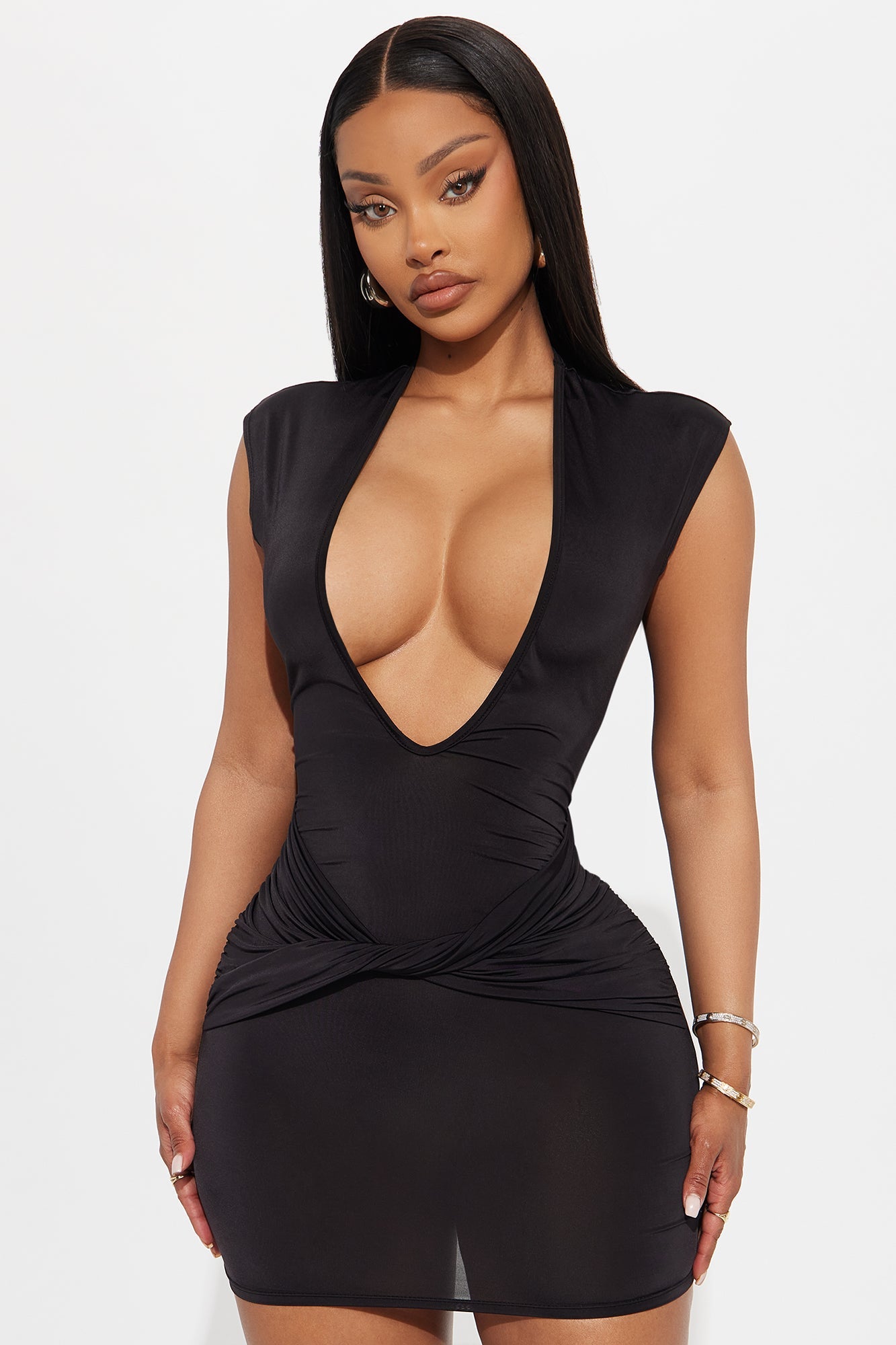 Sylvina Short Sleeve Mini Dress - Black