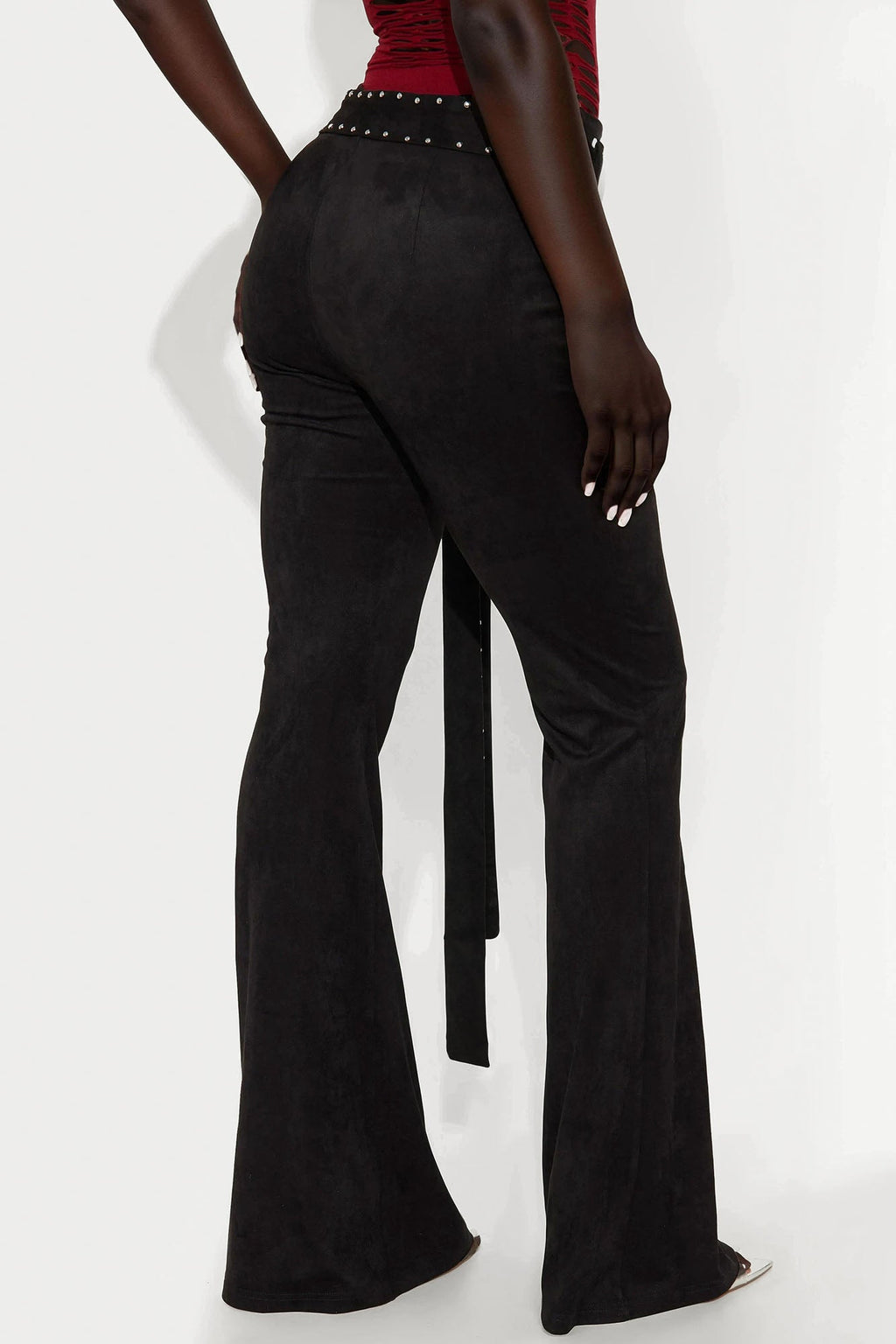 Aniston Faux Suede Flare Pant - Black