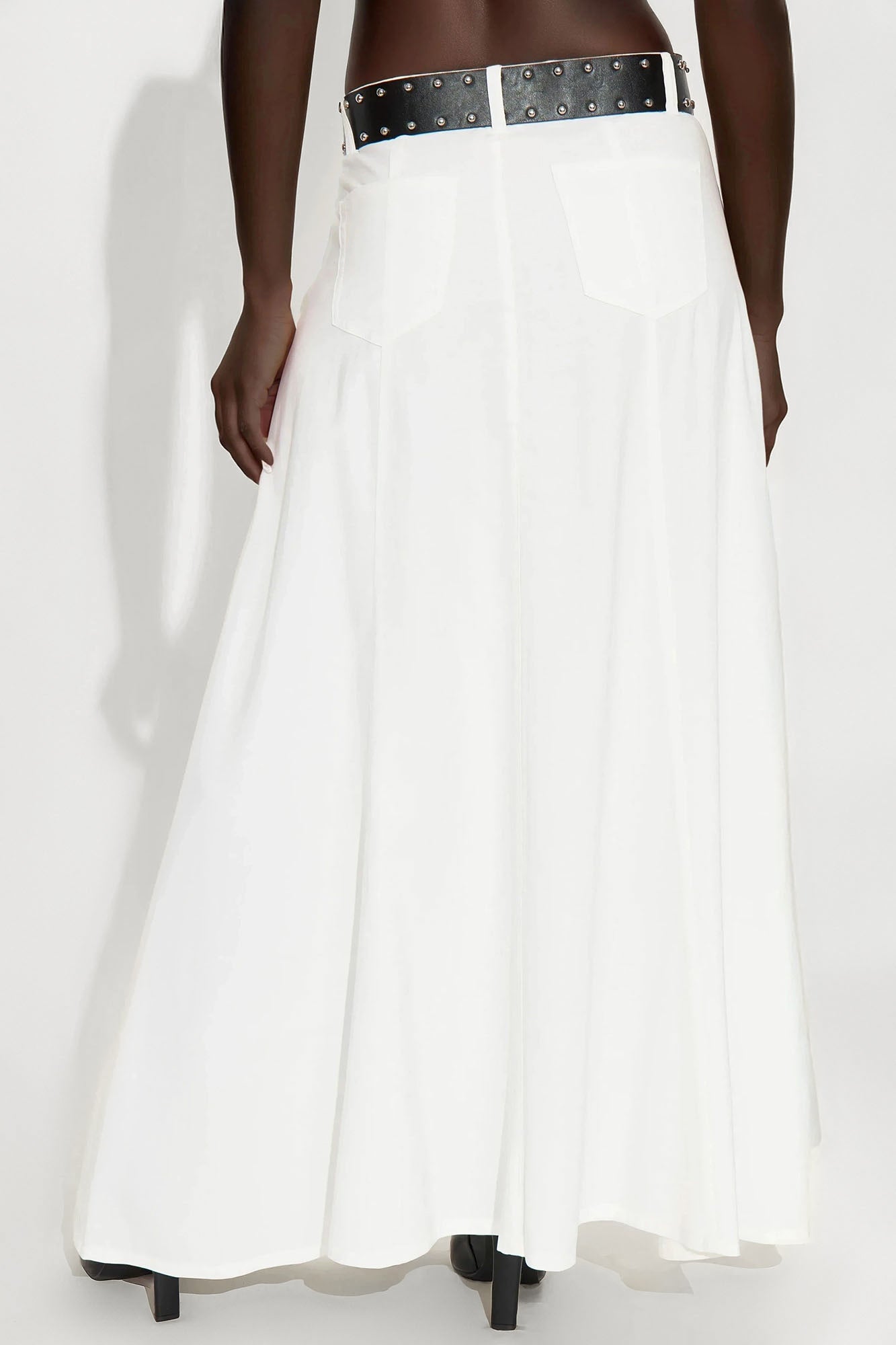 Harlow Maxi A Line Pleated Rayon Blend Skirt - Ivory