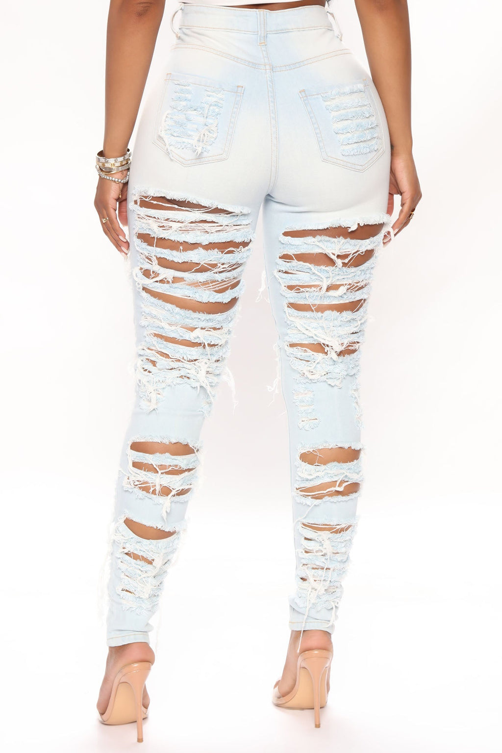 Caught In Your Love Distressed Jeans - Light Blue Wash