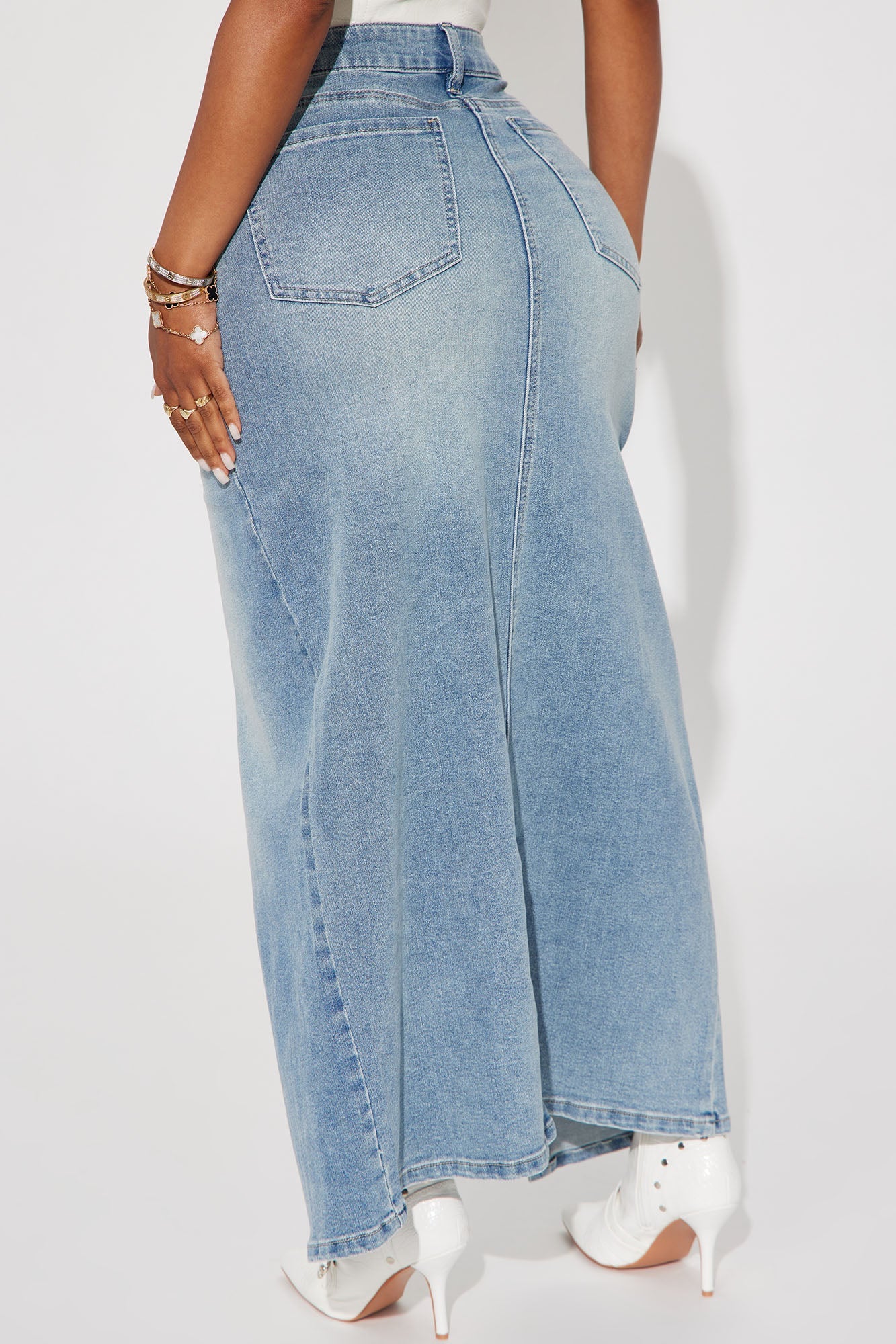 Nicole Denim Maxi Skirt - Light Wash
