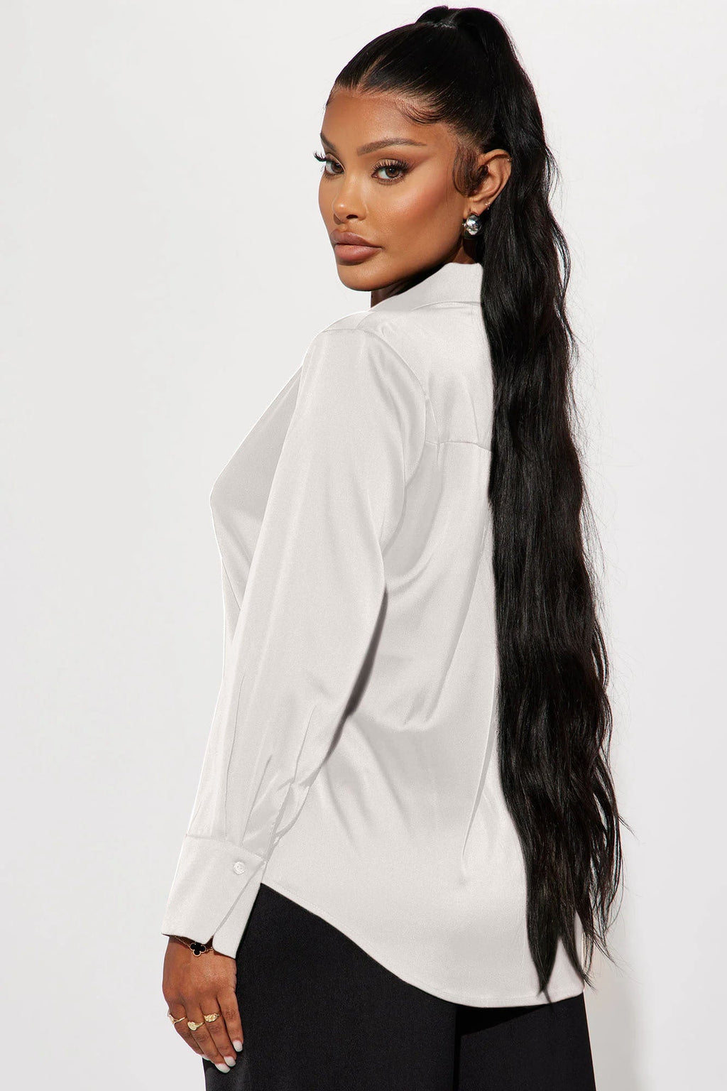 Feelin' Popular Satin Shirt - Ivory