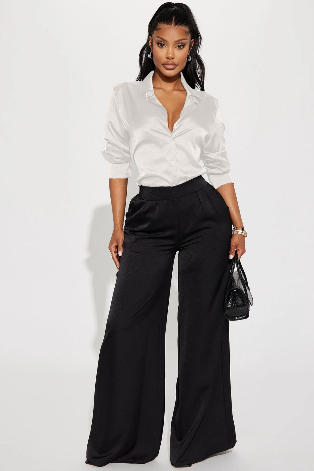 Feelin' Popular Satin Shirt - Ivory