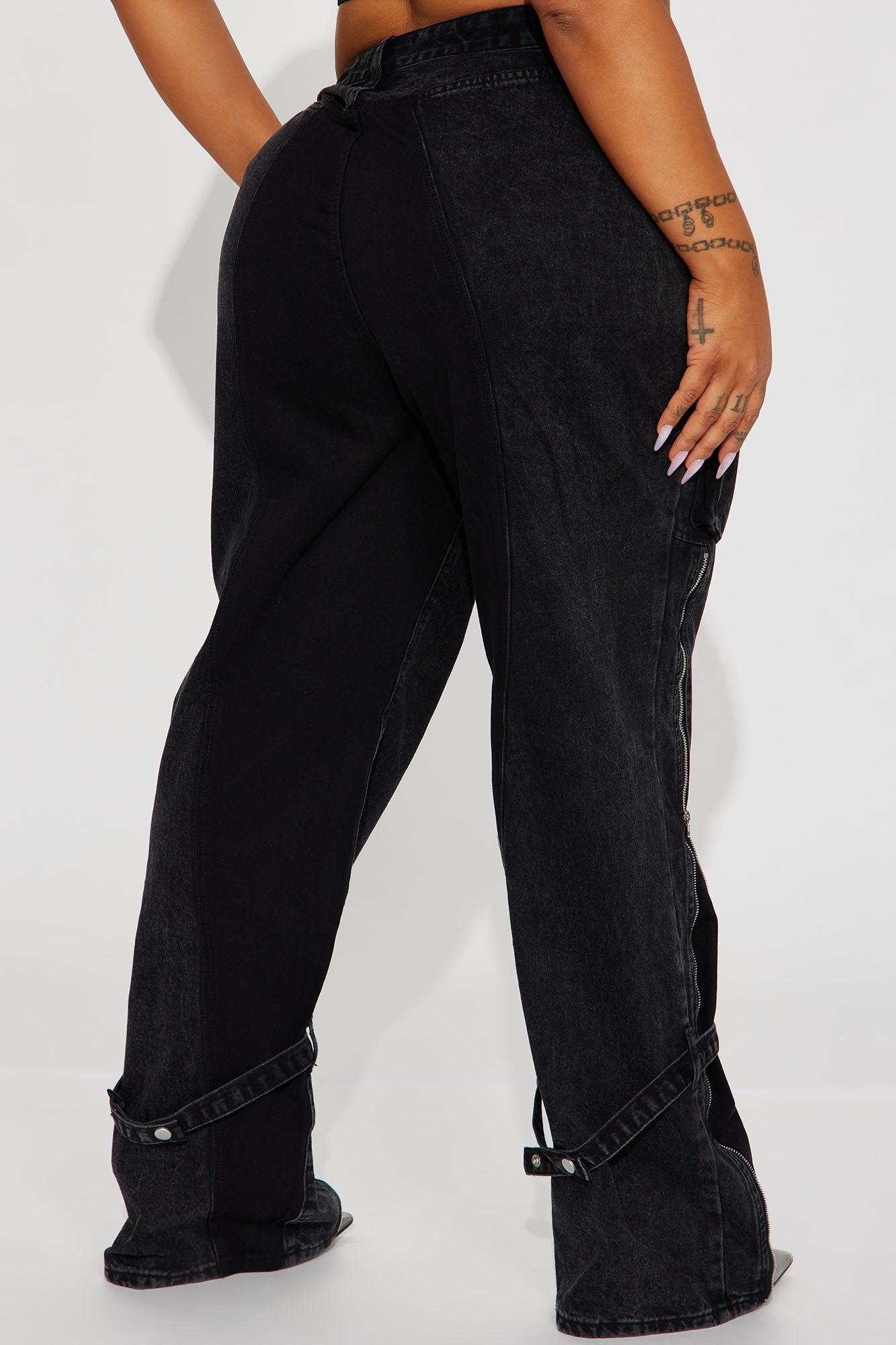 Got It All Non Stretch Zip Cargo Jean - Black Wash