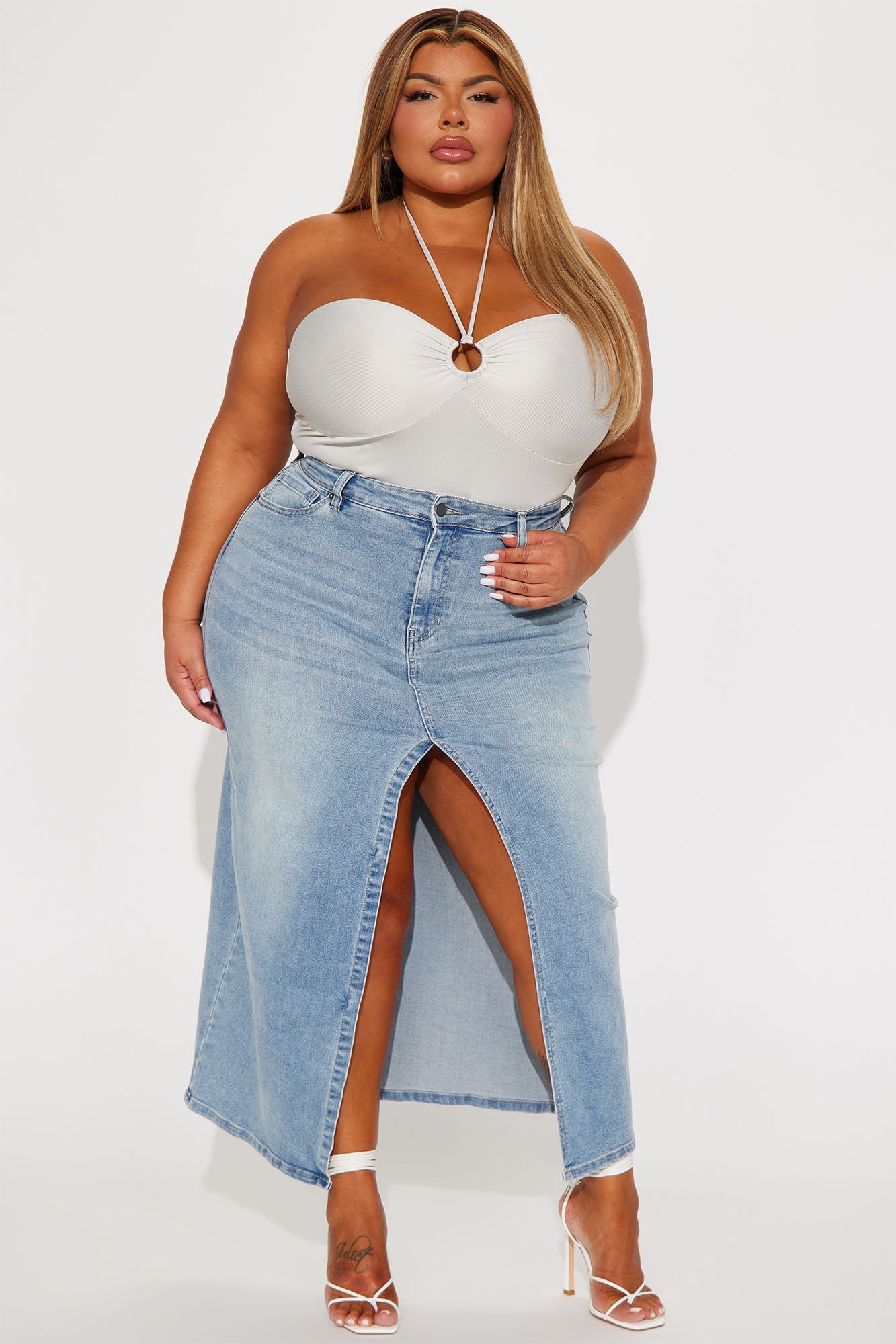 Nicole Denim Maxi Skirt - Light Wash