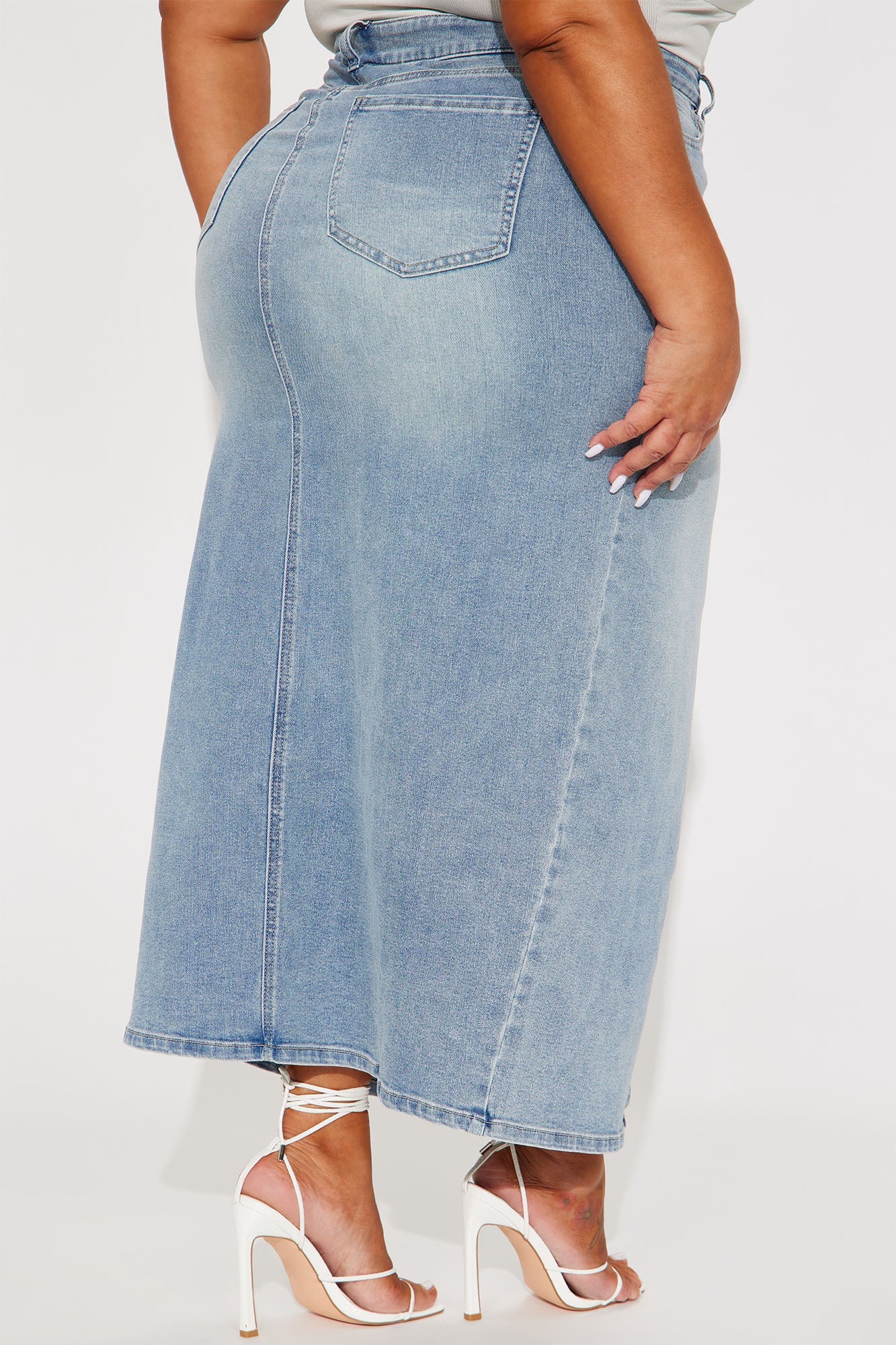 Nicole Denim Maxi Skirt - Light Wash