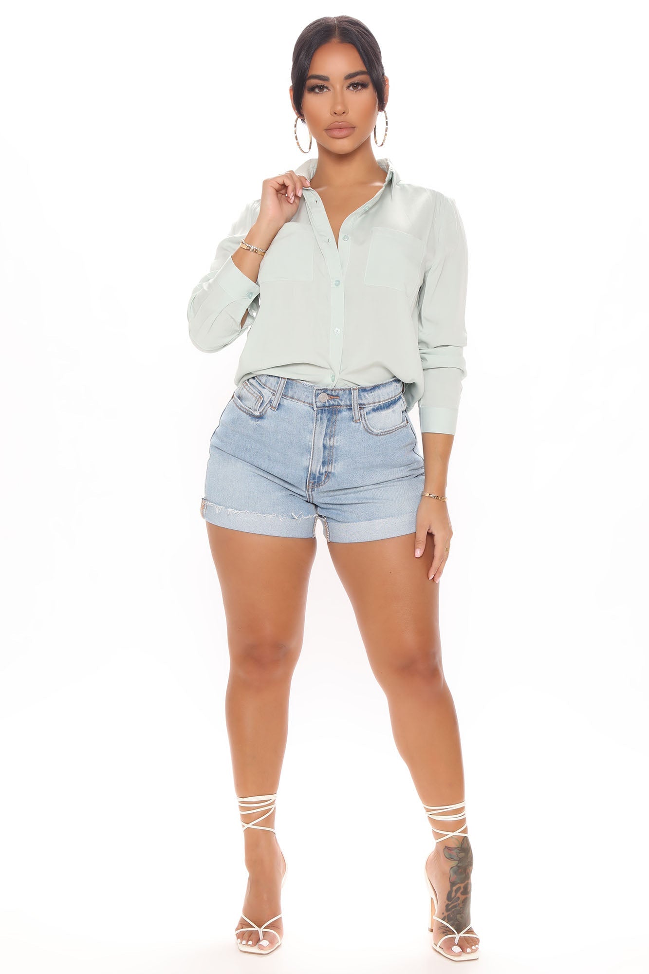 Aurora Woven Top - Sage