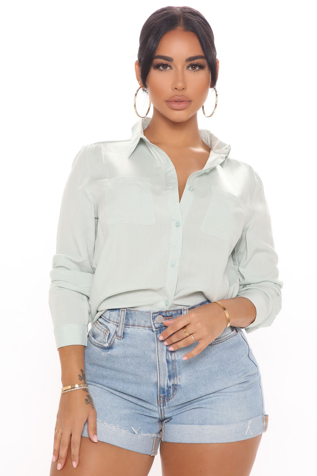 Aurora Woven Top - Sage