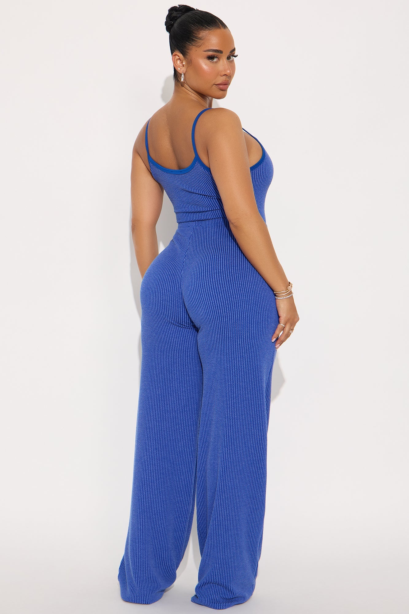 Paulette Ribbed Bodysuit Pant Set - Royal