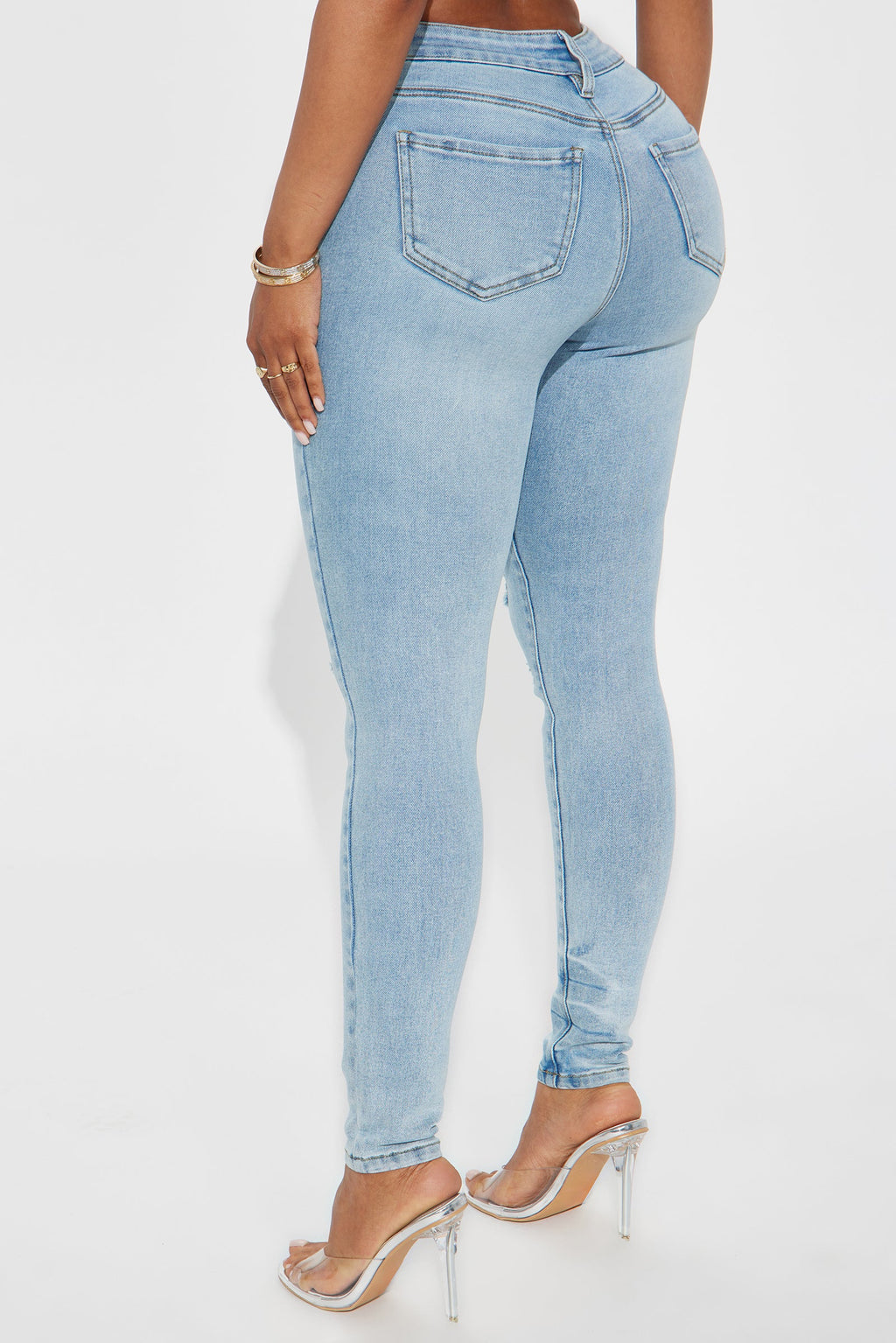 Kalisha Stretch Ripped Skinny Jeans - Light Wash