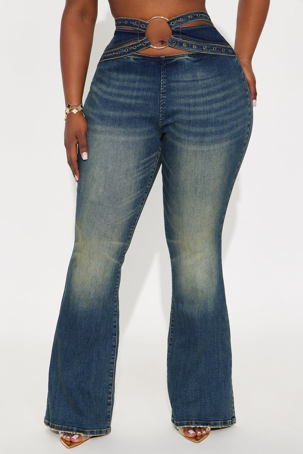 Set The Tone Low Rise Flare Jeans - Medium Wash