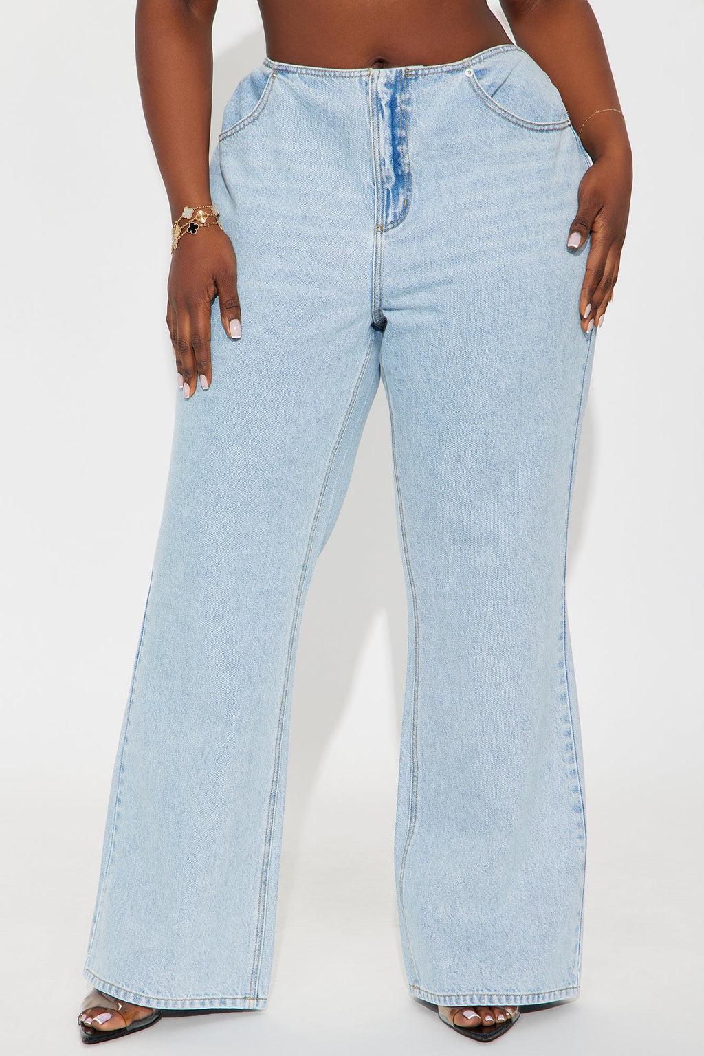 Alysia Baggy Flare Jeans - Light Wash