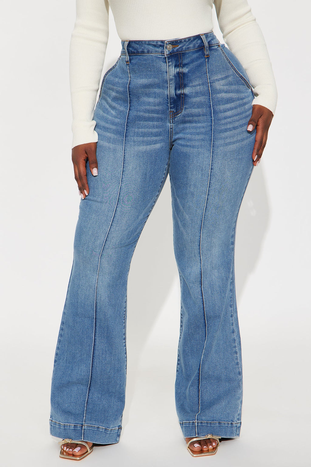 About Business Stretch Flare Trouser Jeans - Medium Wash
