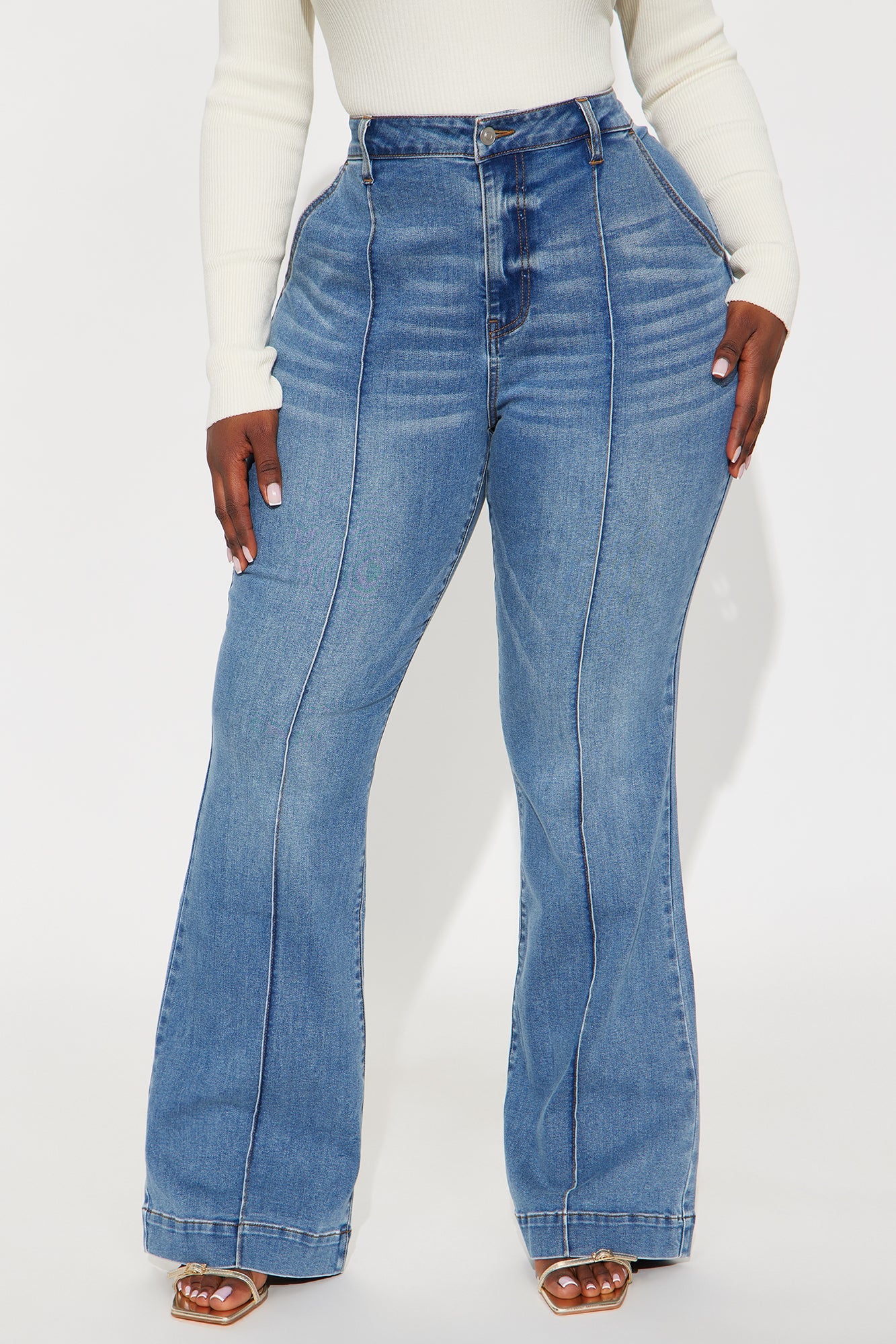 About Business Stretch Flare Trouser Jeans - Medium Wash