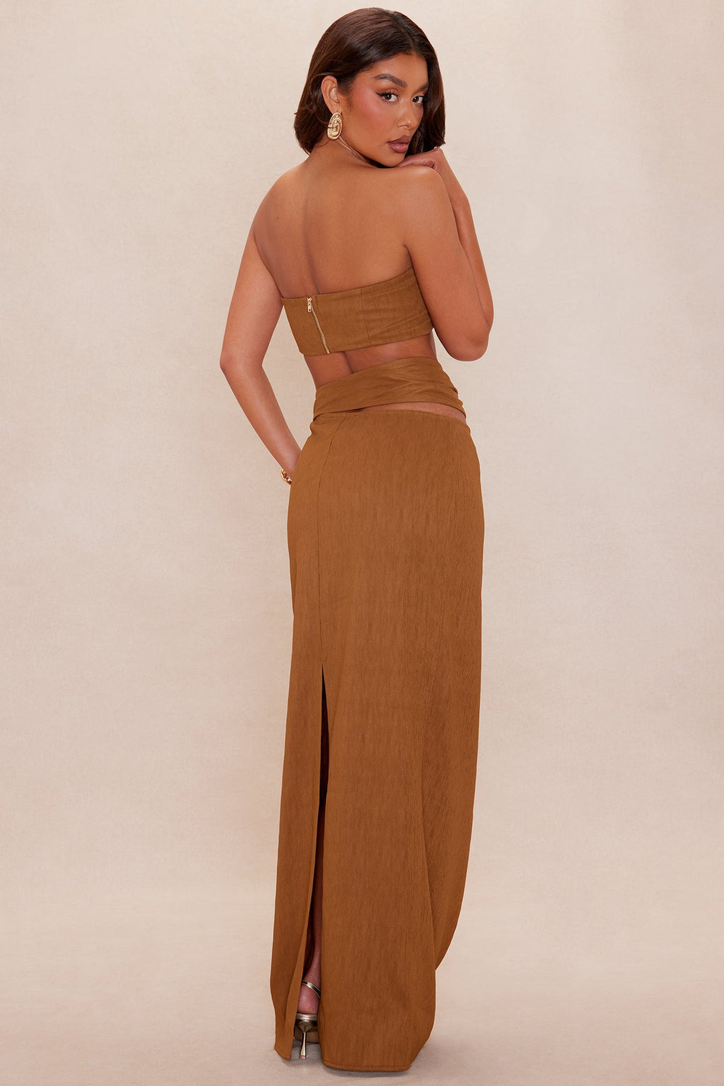 Tiki Lounge Texture Skirt Set - Brown