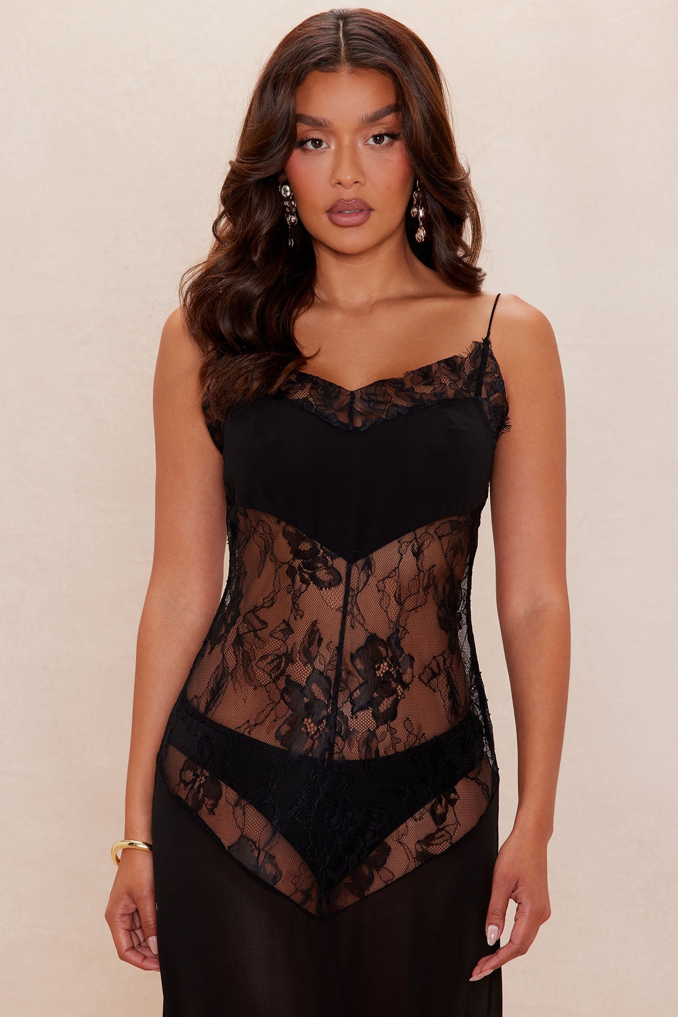 Ferah Lace Maxi Dress - Black