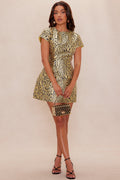 Lani Leopard Jacquard Mini Dress - Yellow/combo