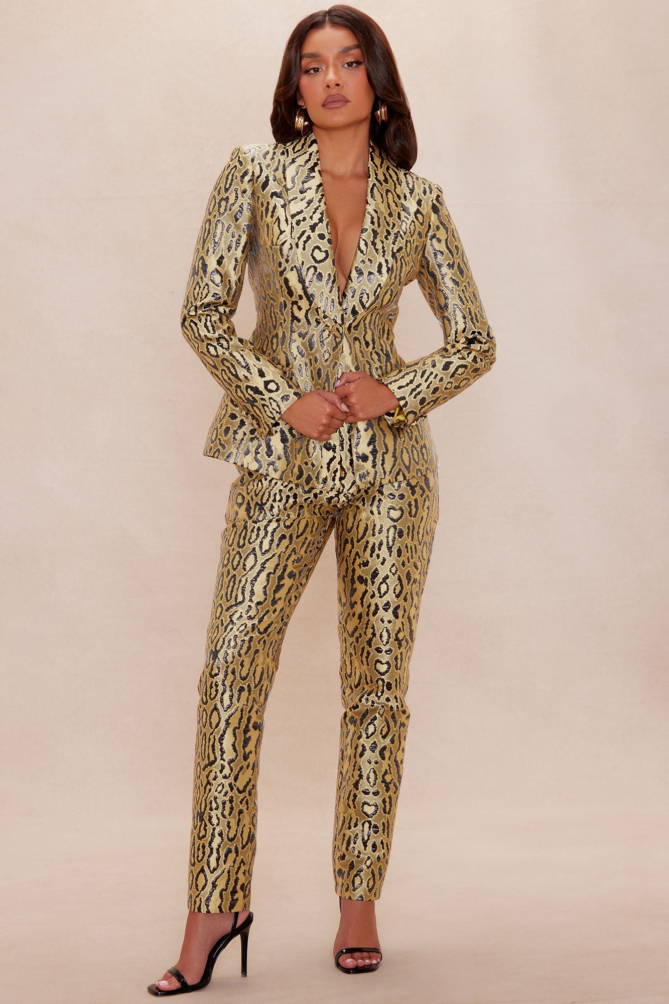 Lani Leopard Jacquard Skinny Pant - Yellow/combo