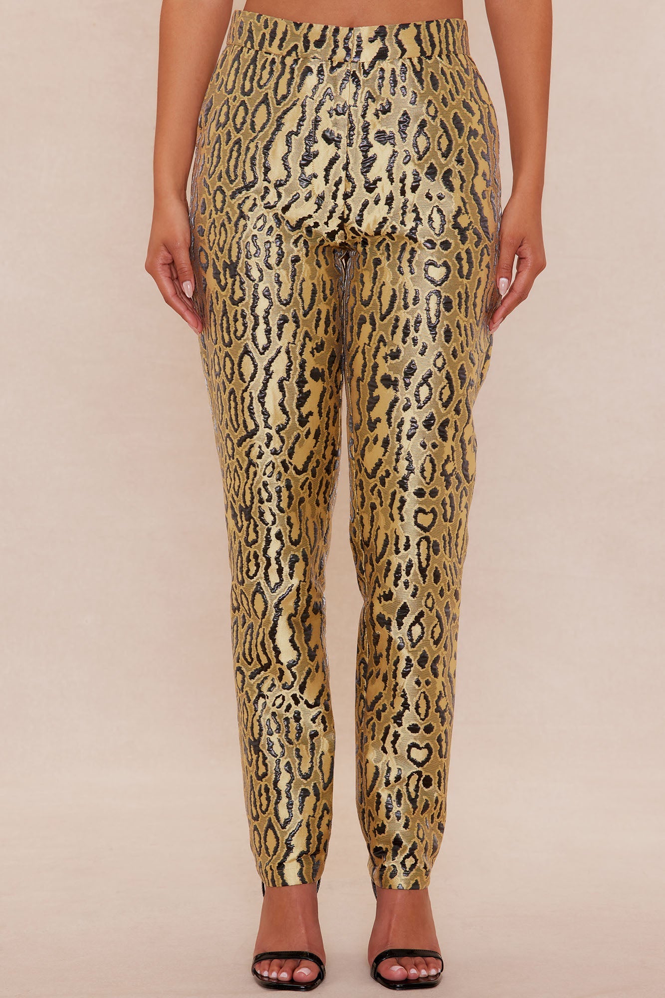 Lani Leopard Jacquard Skinny Pant - Yellow/combo