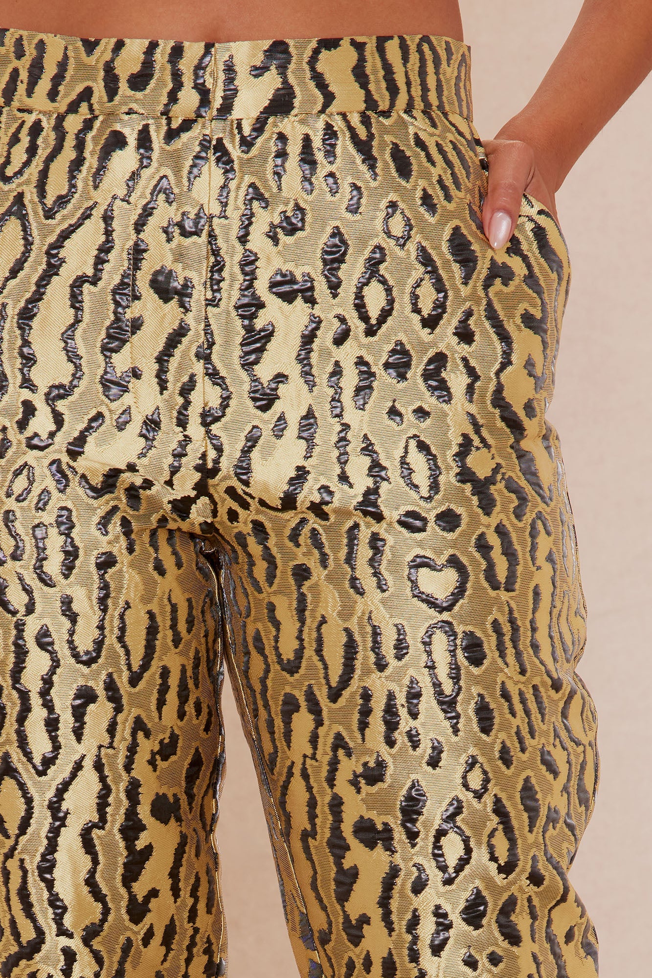 Lani Leopard Jacquard Skinny Pant - Yellow/combo