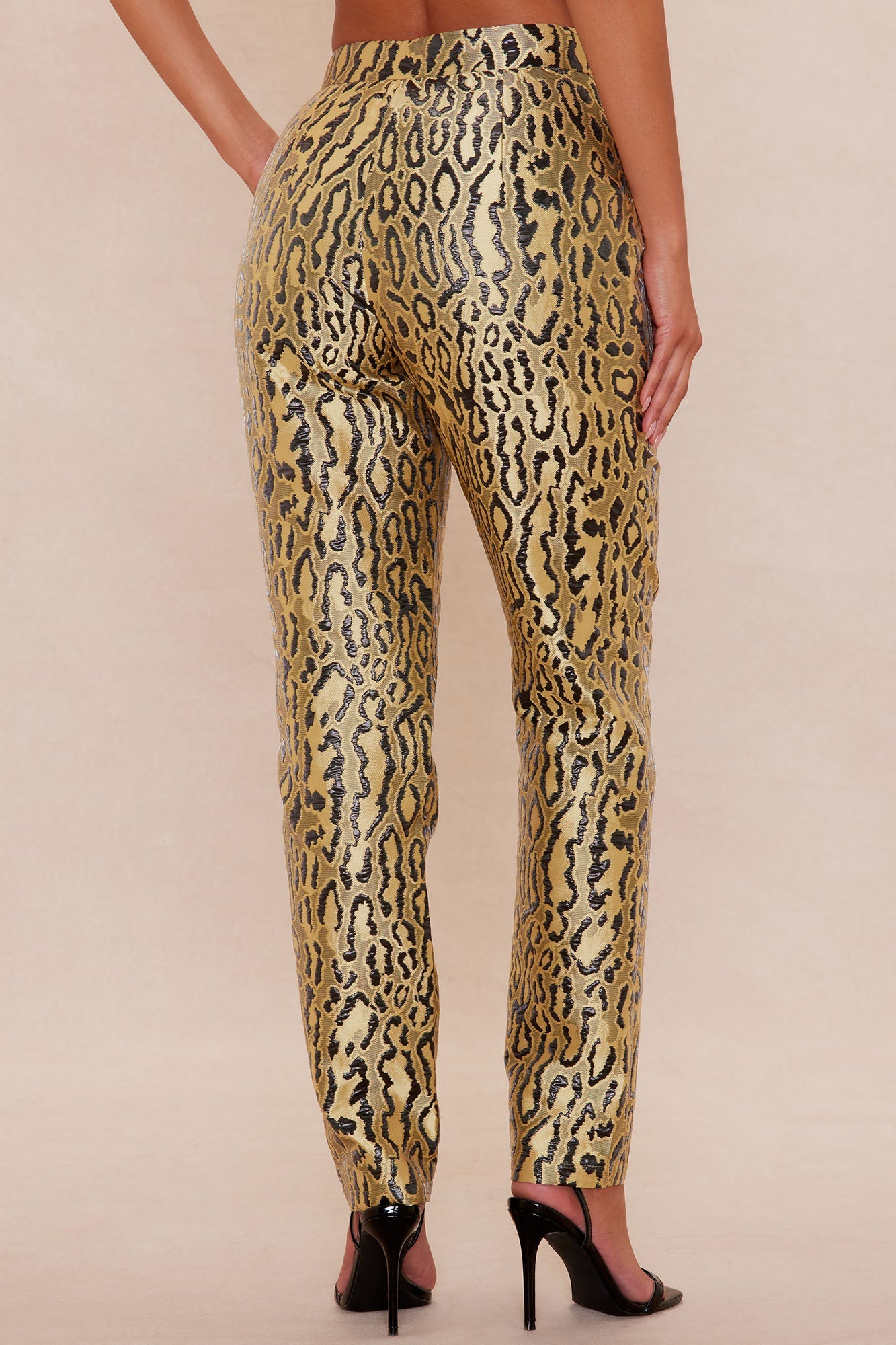 Lani Leopard Jacquard Skinny Pant - Yellow/combo