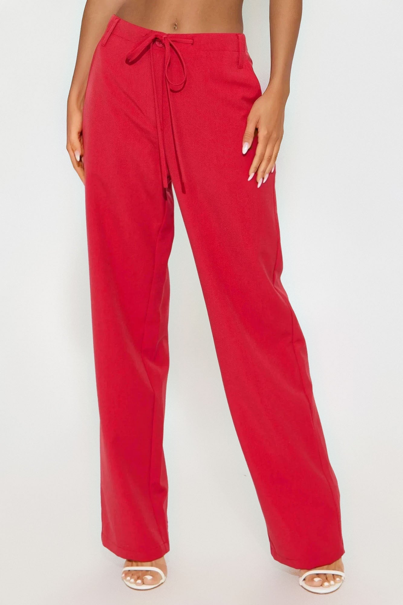 Hear Me Out Straight Leg Trouser - Red