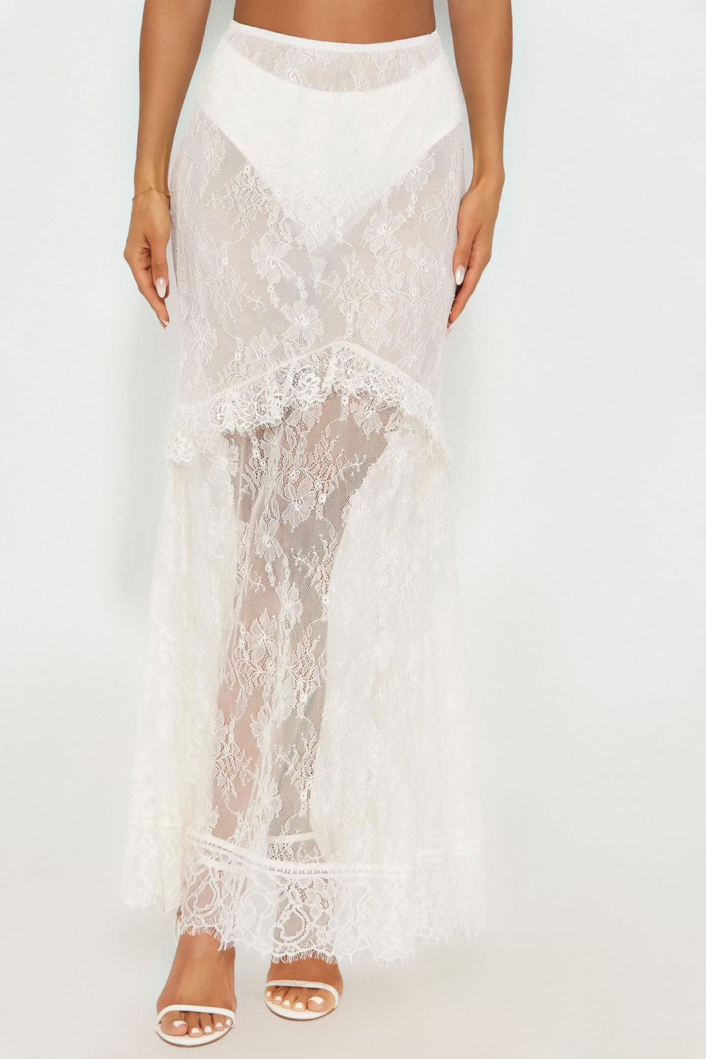 Ophelia Mermaid Lace Maxi Skirt - Cream