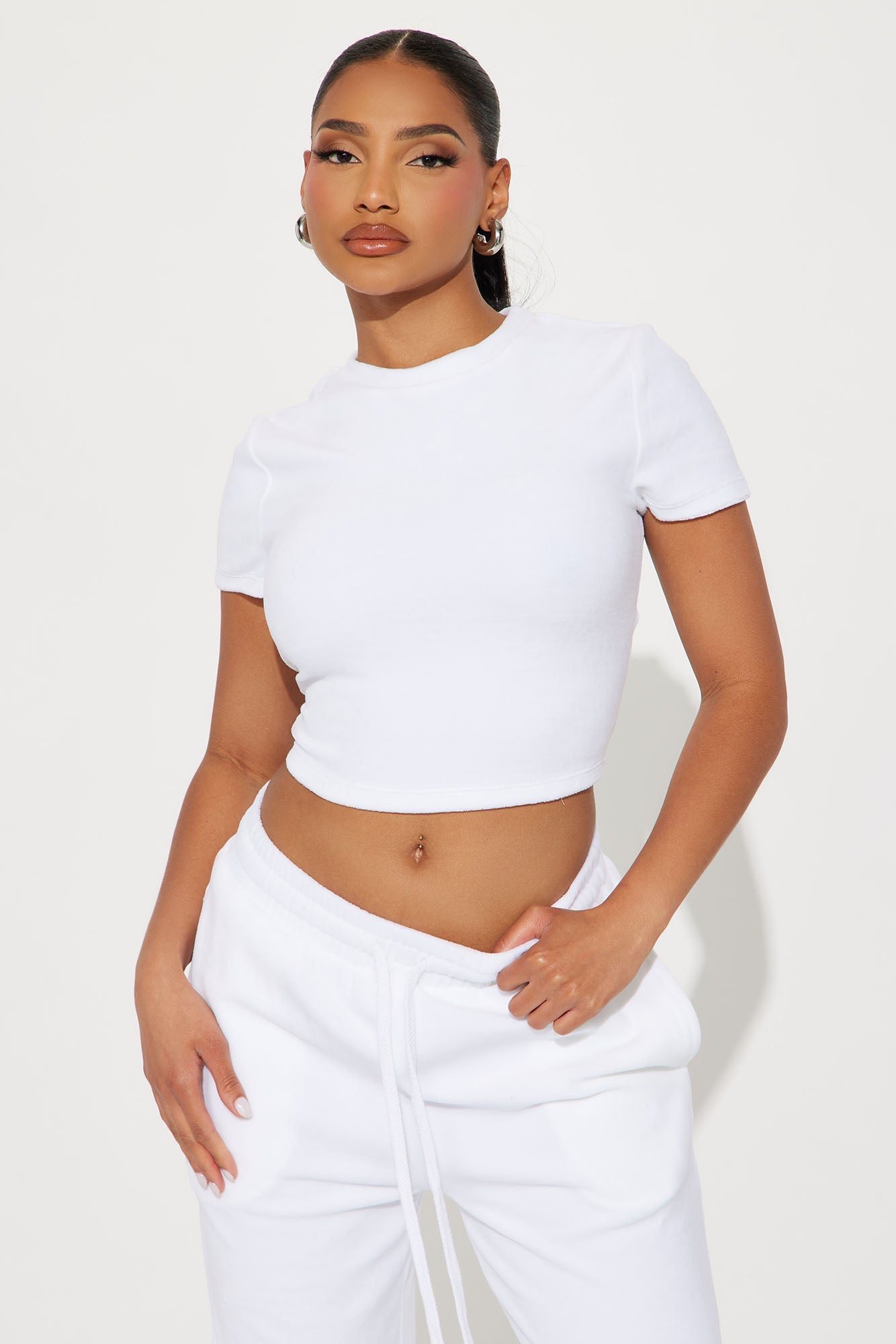 OG Trendsetter Velour Baby Tee Set - White