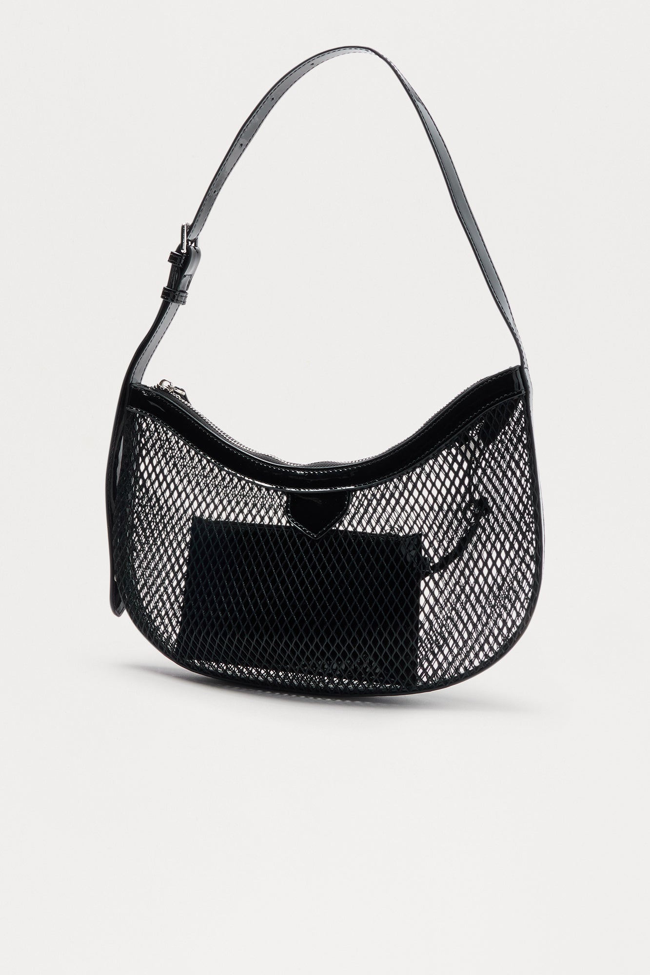 Noir Net Mesh Shoulder Handbag - Black