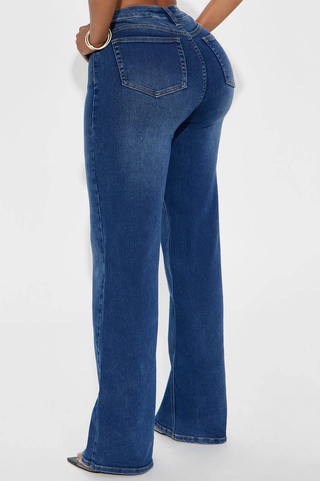 Make My Day Stretch Wide Leg Jeans - Dark Wash