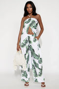 Oasis Flow Halter Pant Set - White/combo