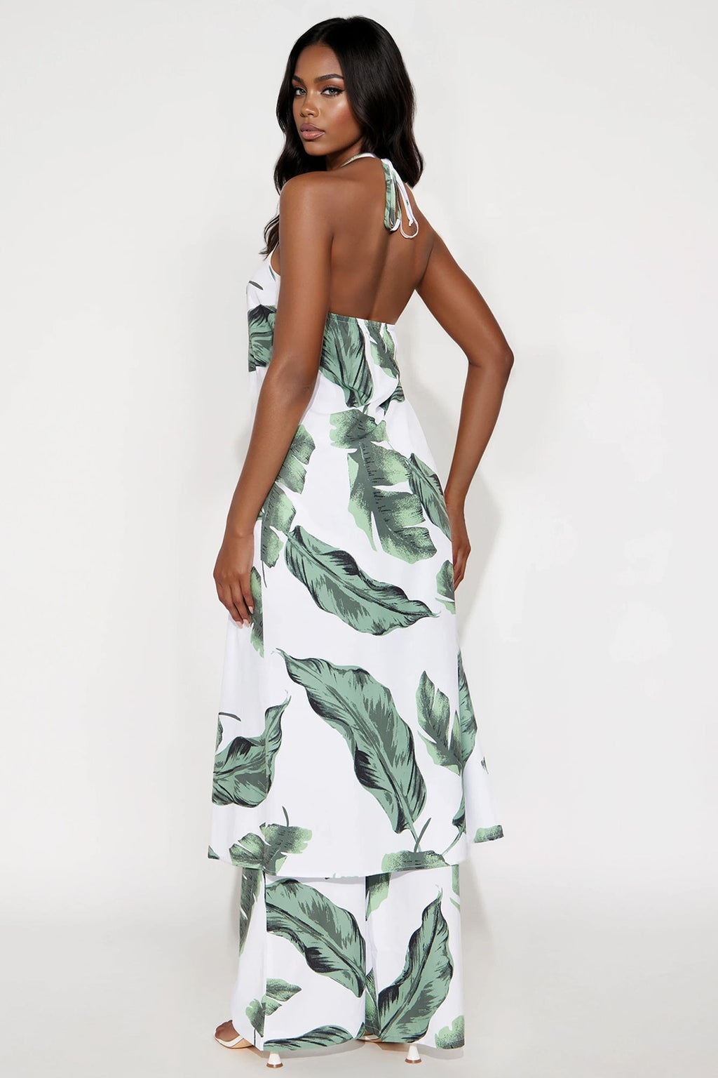 Oasis Flow Halter Pant Set - White/combo