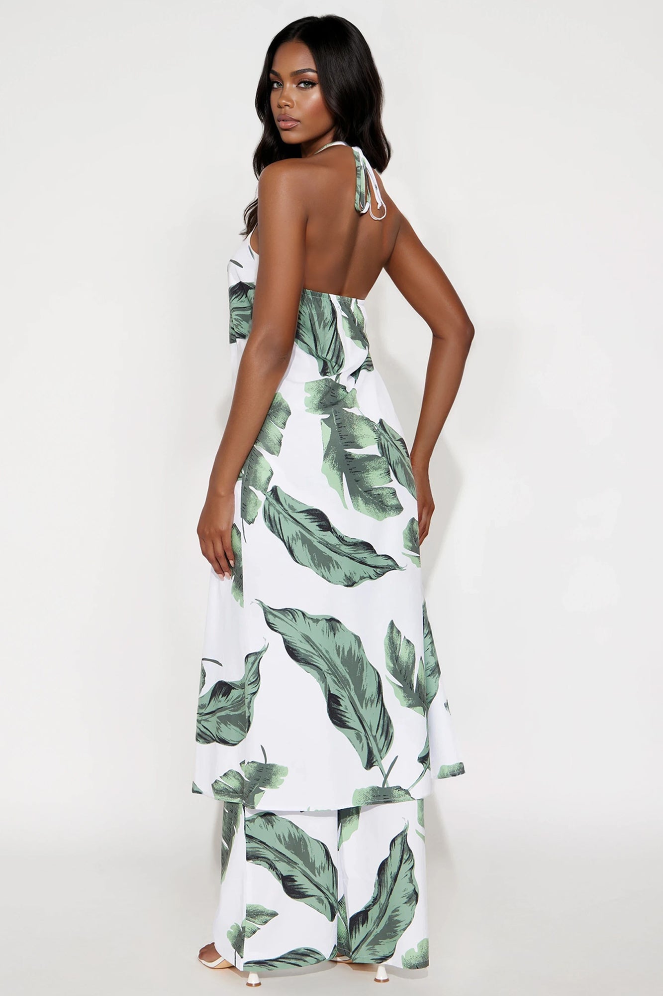 Oasis Flow Halter Pant Set - White/combo