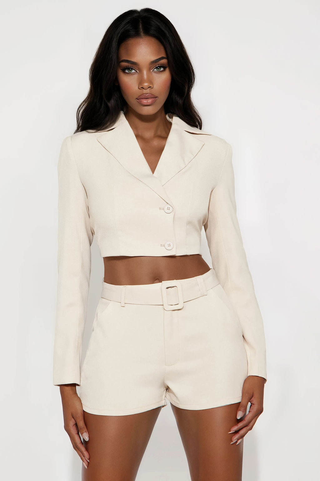 Pretty Business Cropped Blazer - Cream