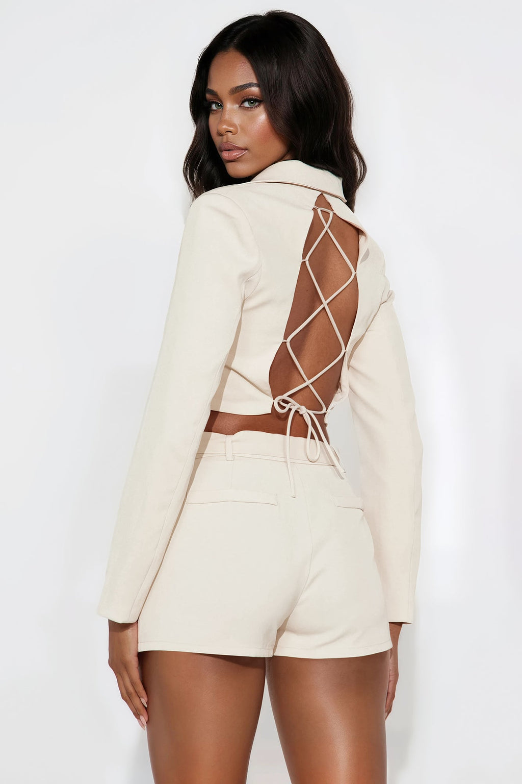 Pretty Business Cropped Blazer - Cream