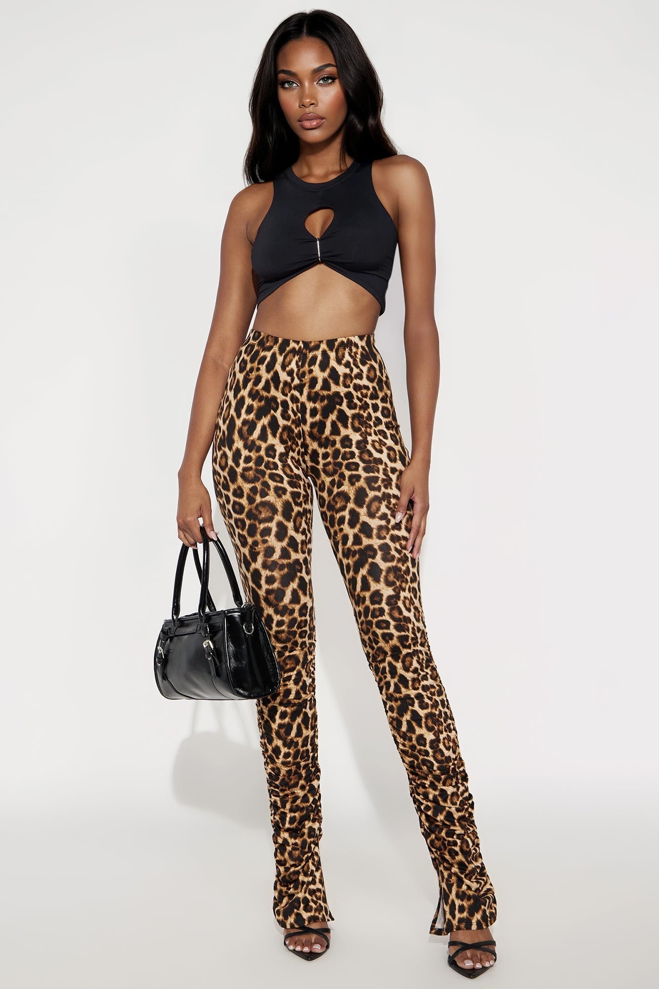 Labeled Leopard Stacked Skinny Pant - Leopard