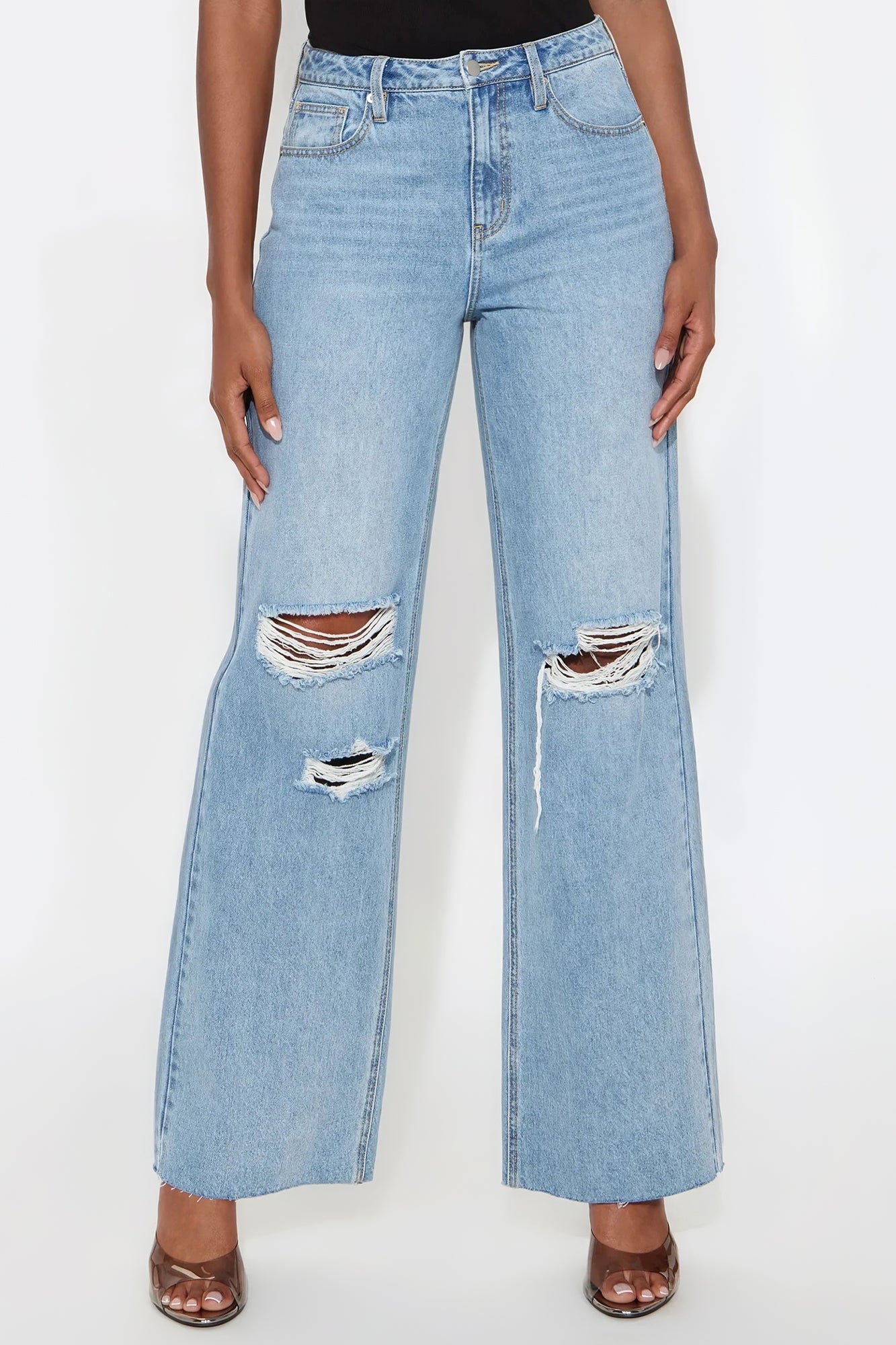 Tall Tough Love Baggy Ripped Straight Leg Jean - Medium Wash