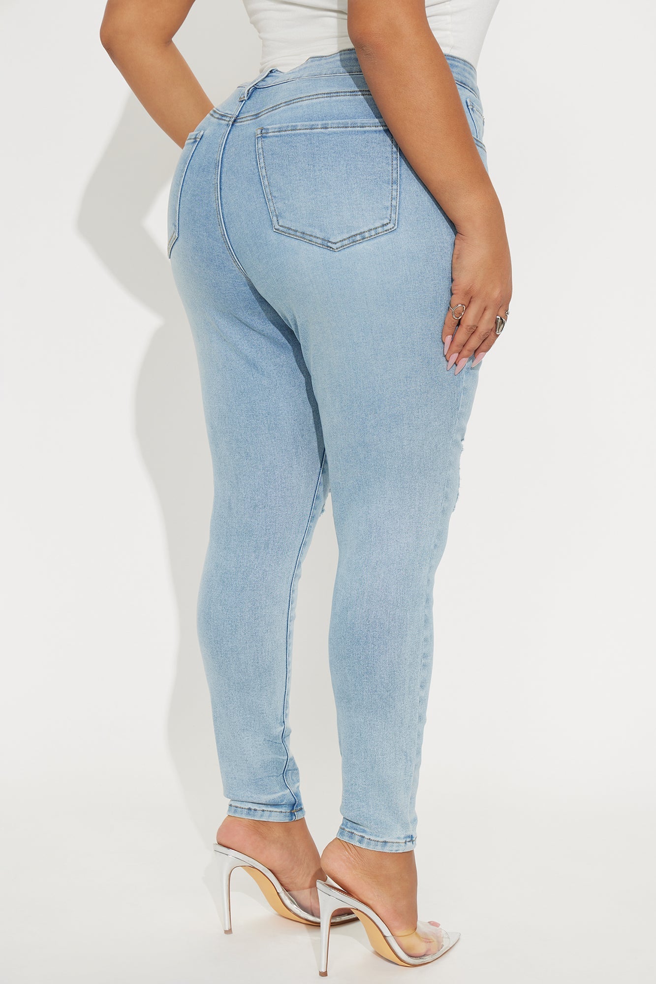 Kalisha Stretch Ripped Skinny Jeans - Light Wash