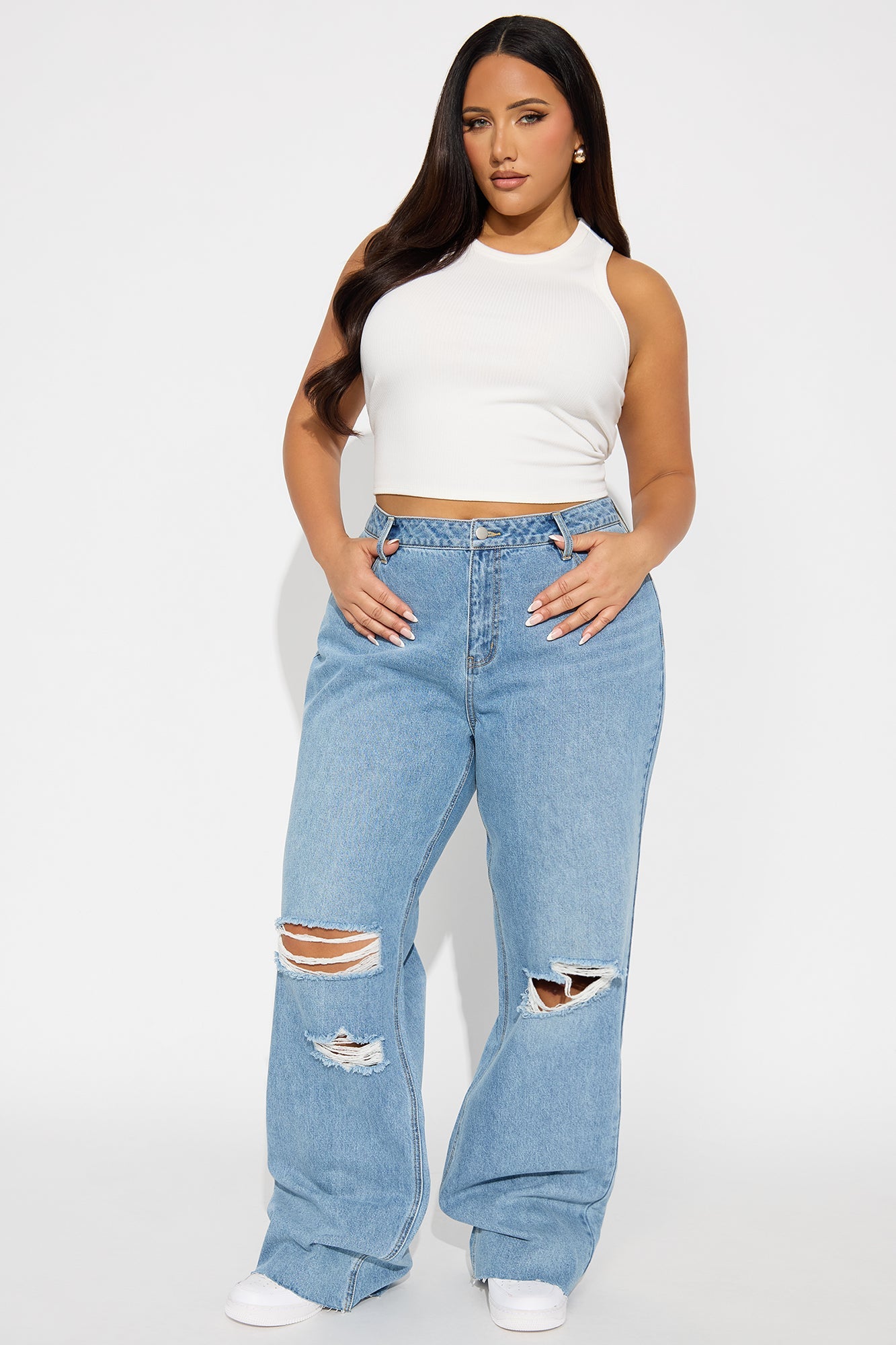 Tall Tough Love Baggy Ripped Straight Leg Jean - Medium Wash