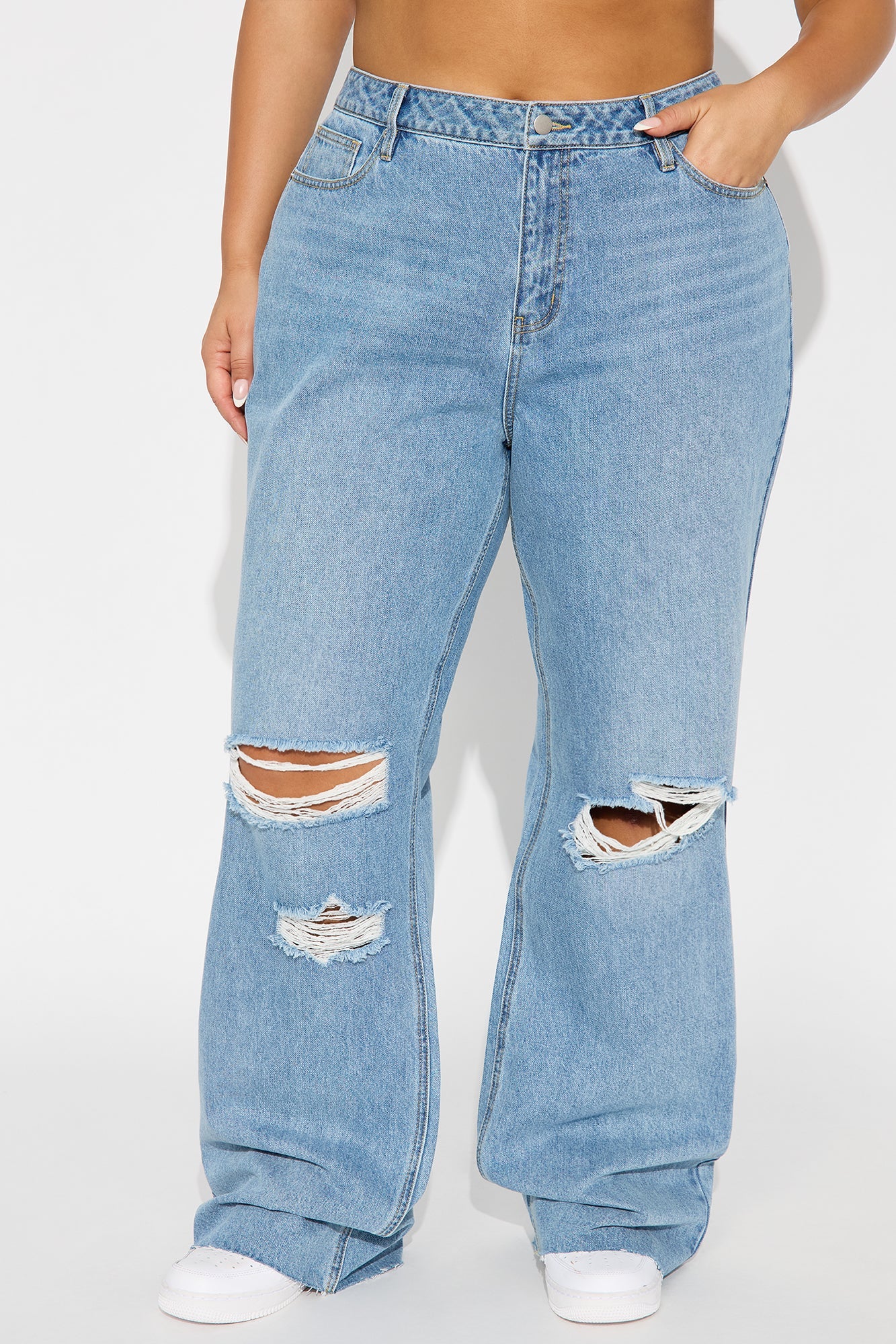 Tall Tough Love Baggy Ripped Straight Leg Jean - Medium Wash