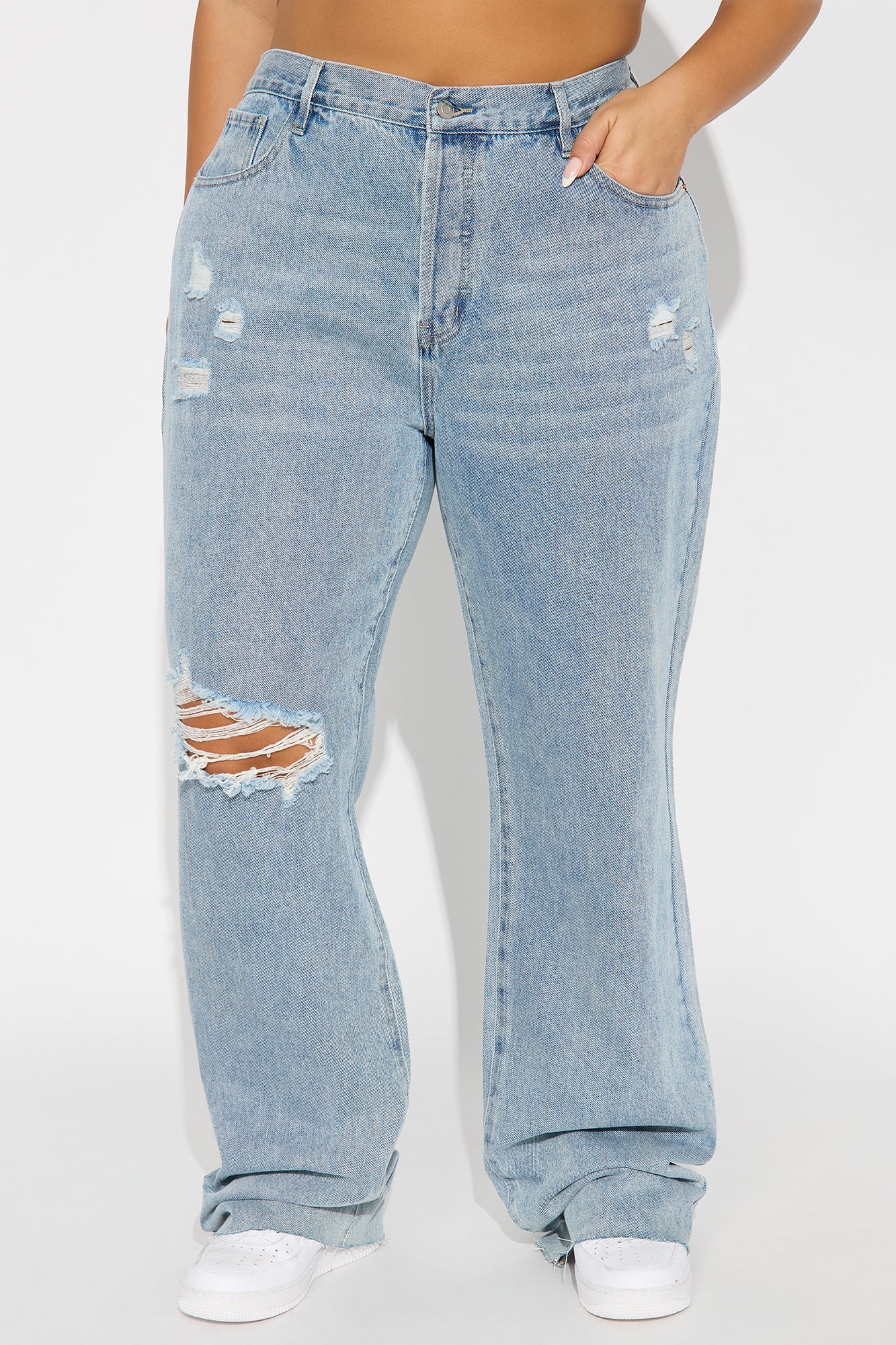 Tall Topanga 90's Ripped Straight Leg Jeans - Medium Wash