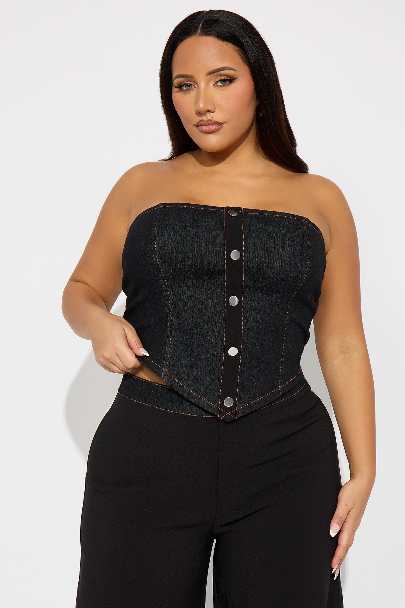 Leah Strapless Wide Leg Pant Set - Black