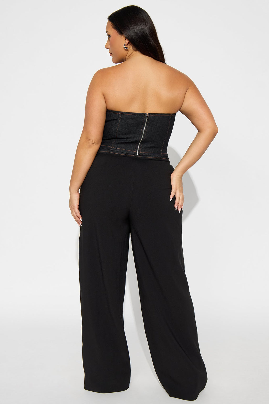 Leah Strapless Wide Leg Pant Set - Black