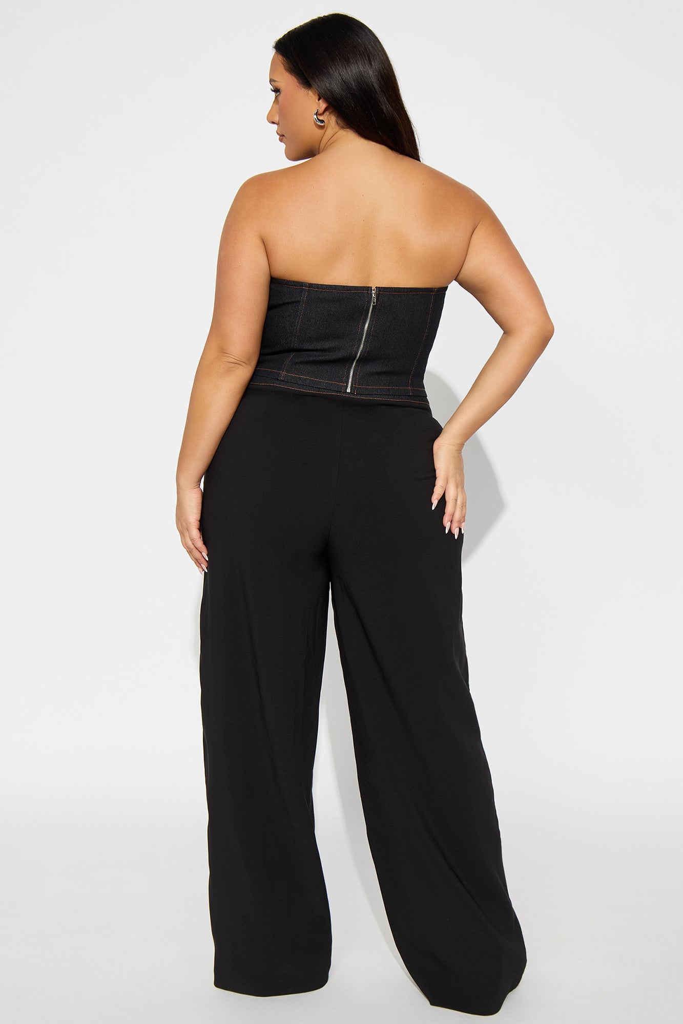 Leah Strapless Wide Leg Pant Set - Black